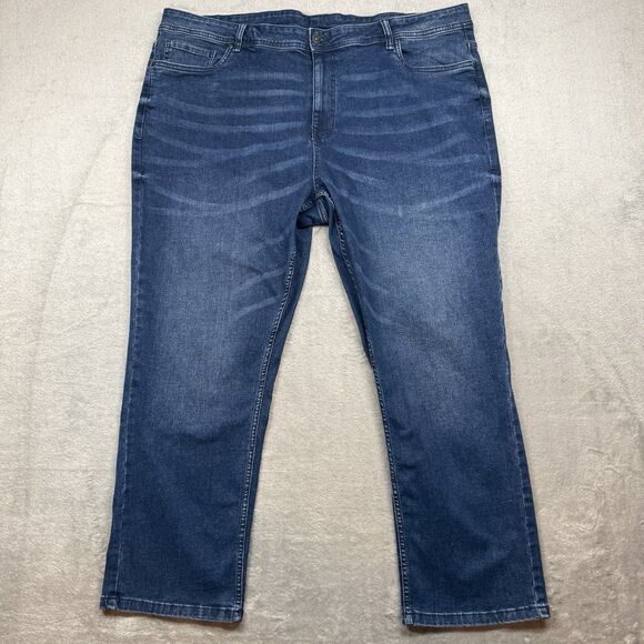 The Perfect Jeans NYC Mens 44x30 Blue Medium Wash Stretch Logo Athletic Fit - Picture 1 of 10